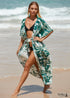 Vestido playero holgado tipo cárdigan con estampado de hojas estilo bohemio Amelia